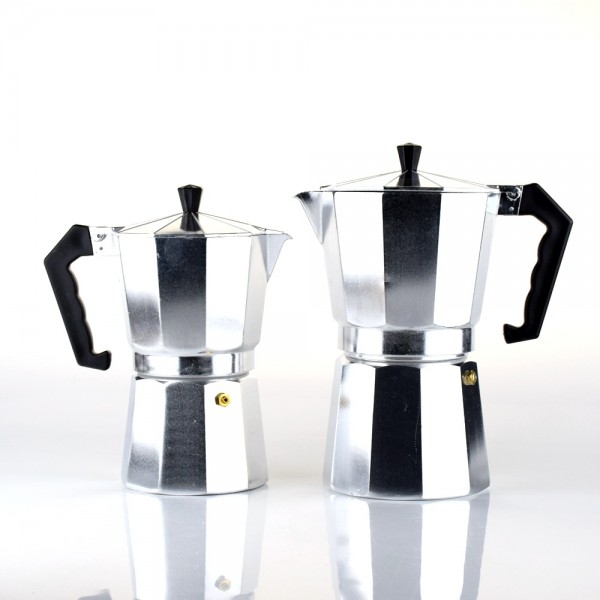 Modern Metal Double Valve Italian Moka Pot, Stylish Espresso Maker for Home, Office, or Camping Convenience